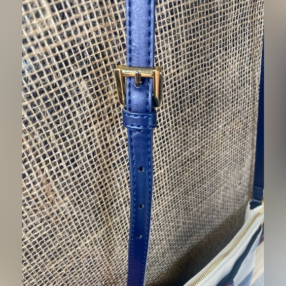 Tommy Hilfiger Canvas Crossbody/Shoulder Purse, Blue/Beige Striped, Adjustable - Picture 4 of 9